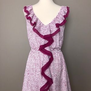 NWOT Ann Taylor Loft pink and white midi dress